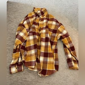 Yellow and burgundy flannel